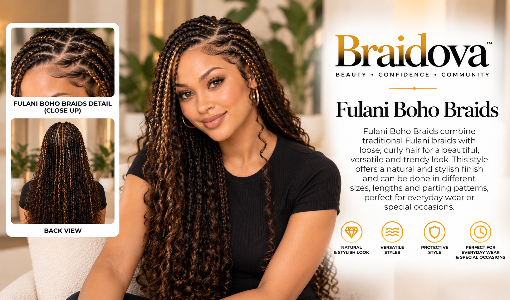 Braidova Fulani Boho Braids style showcase